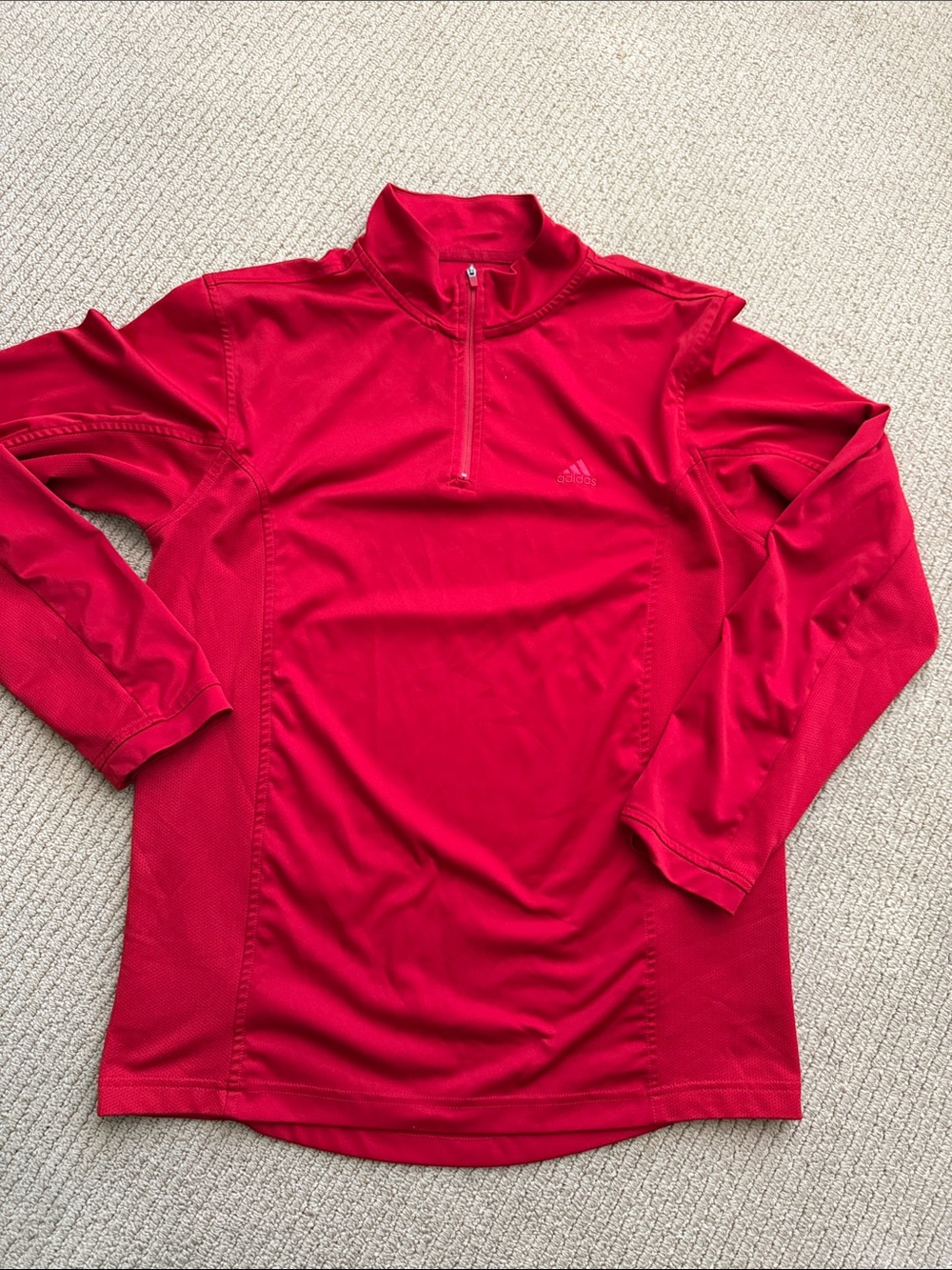 adidas Climalite Red 1/4 zip  Long Sleeve Performance Top Mens sz M